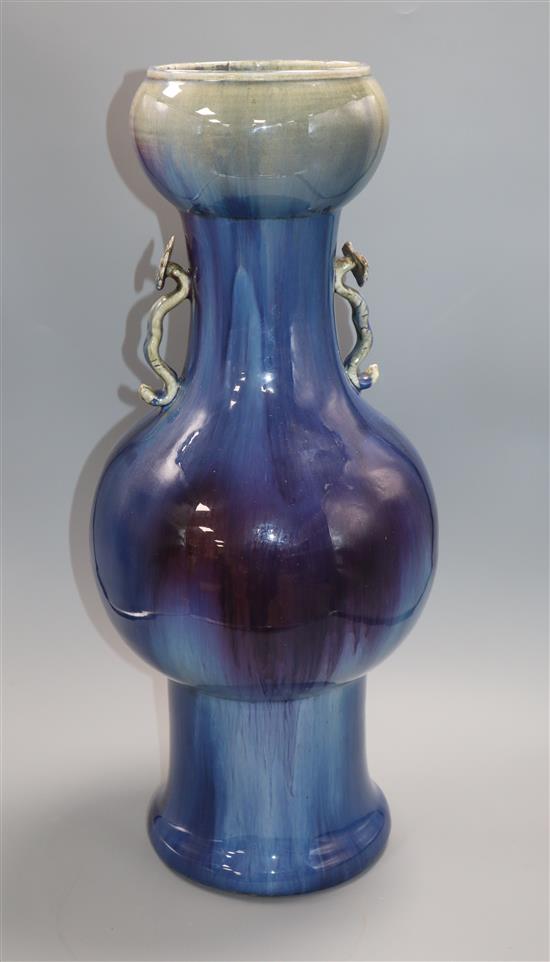 A large 19th century Chinese flambe vase height 57cm